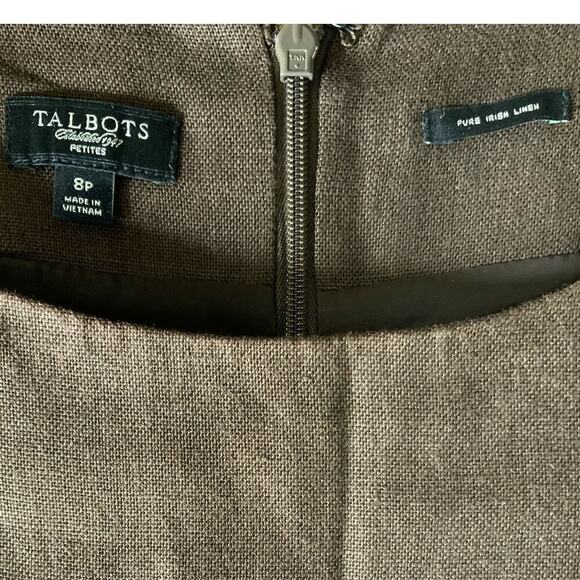 Talbots Brown 100% Dress 8P Sheath Sleeveless Lined Knee Length Zip Closure - Picture 11 of 12